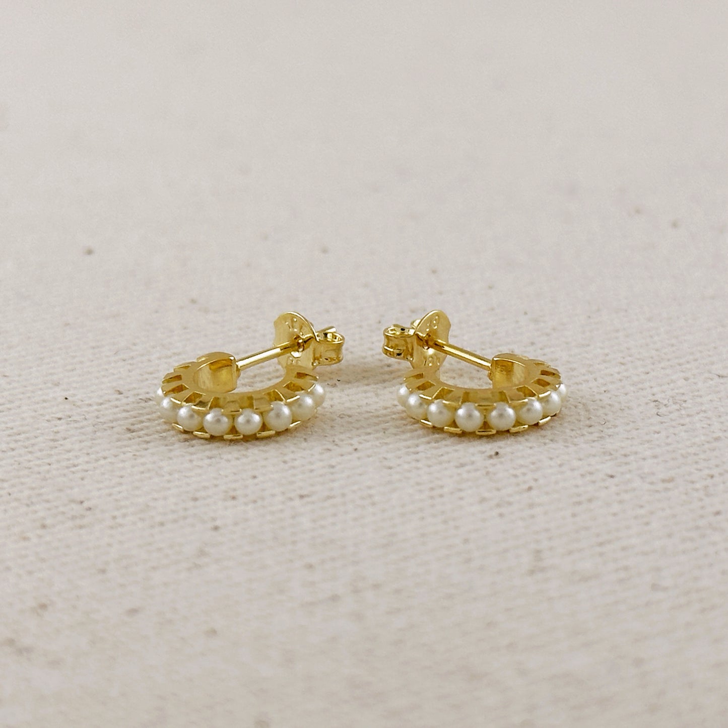 18k Gold Filled Petite Pearl C-Hoop Earrings