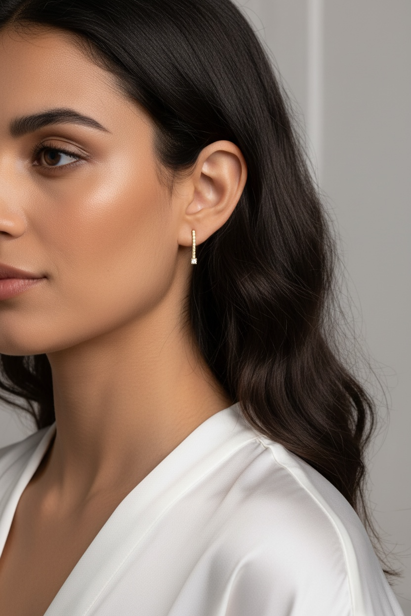 Vertical  CZ Bar Stud