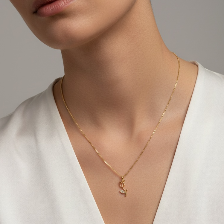 18k Gold Filled Tulip Charm Necklace