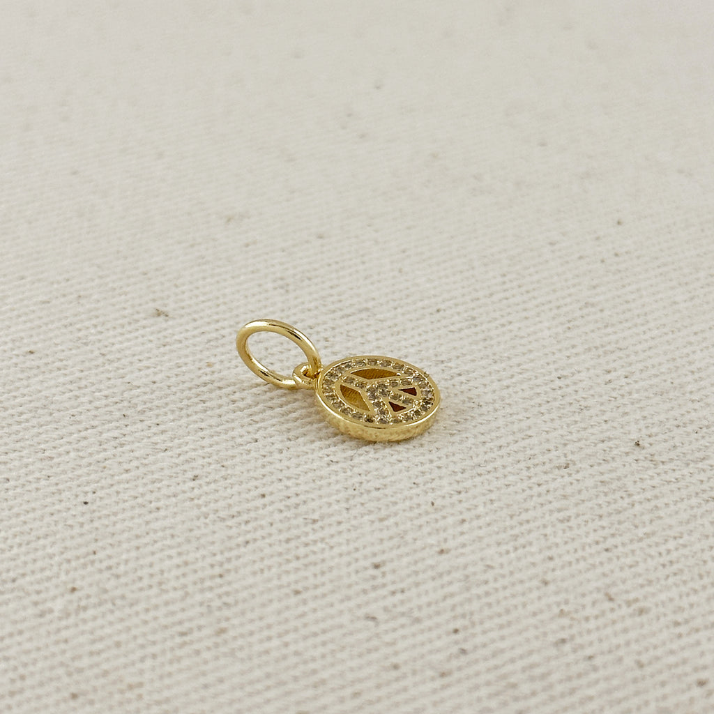 18k Gold Filled CZ Peace Sign Pendant