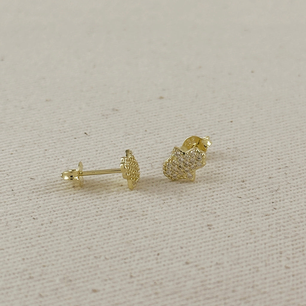 18k Gold Filled Mini CZ Hamsa Stud Earrings