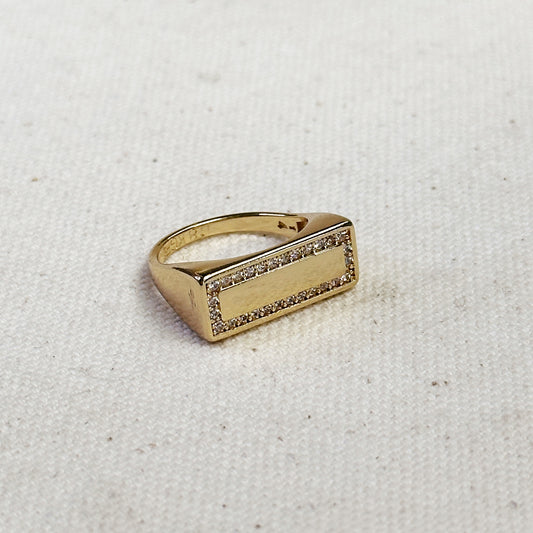 18k Gold Filled CZ Flat Top Ring