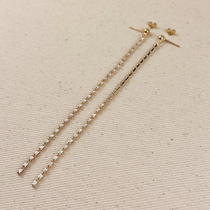 18k Gold Filled Baguette Chain Drop Earrings