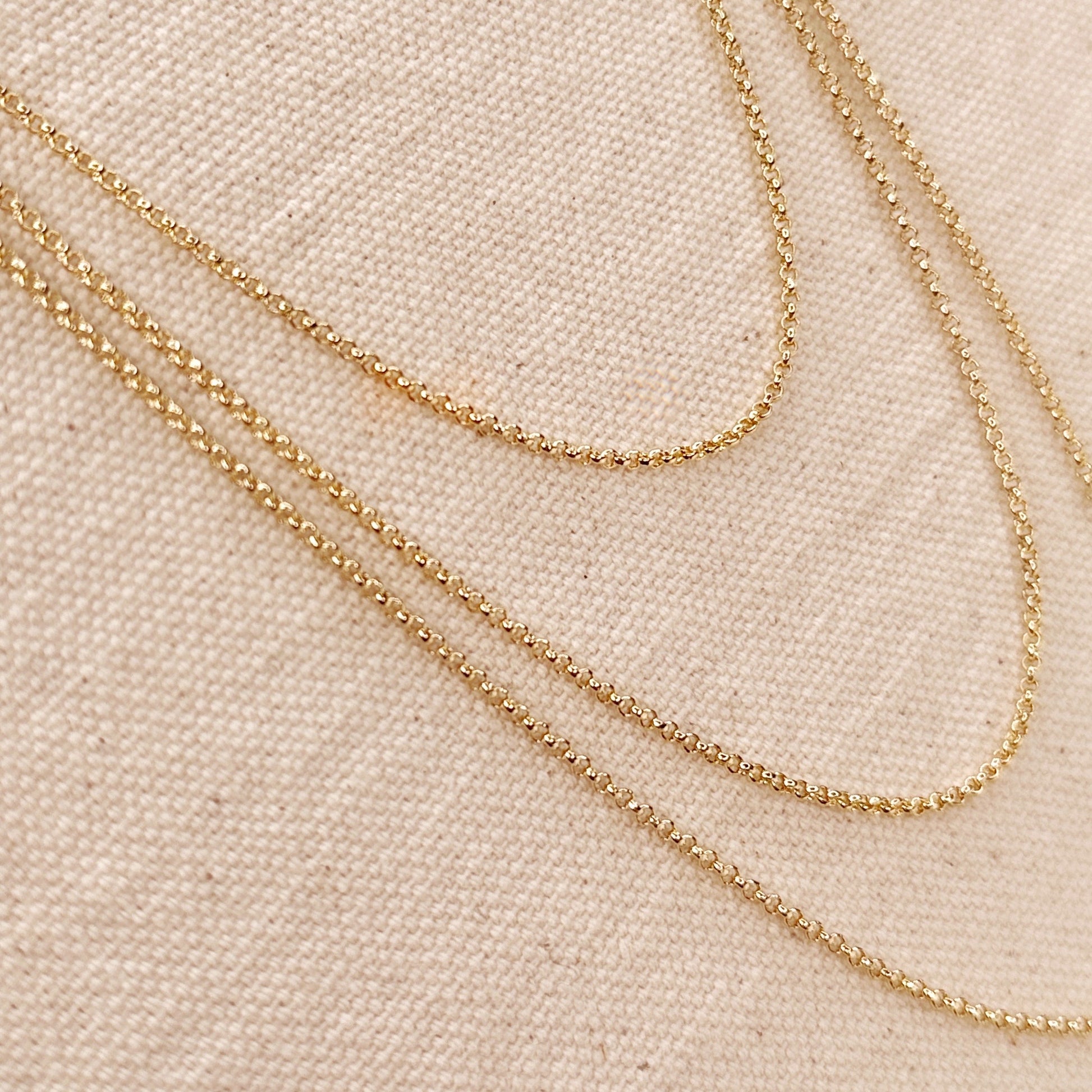 18k Gold Filled 1.5mm Rolo Chain Available in 16, 18, 20, 24