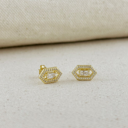 18k Gold Filled Fancy Birthstone Baguette Earrings