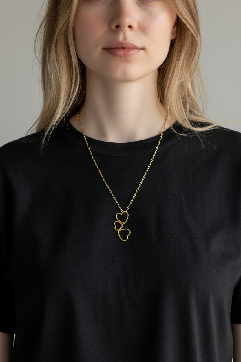 18k Gold Filled Triple Heart Charm