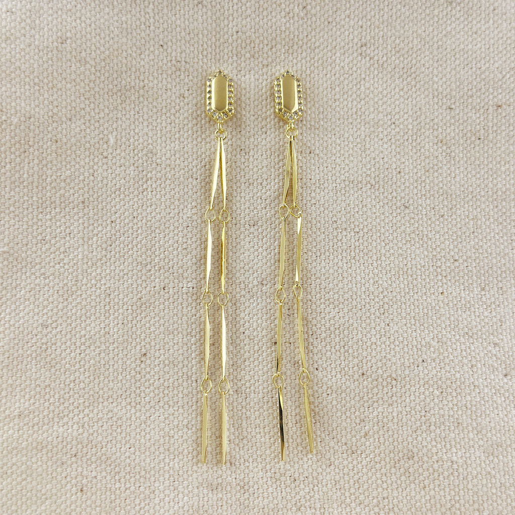 18k Gold Filled Double Straw Drop Earrings