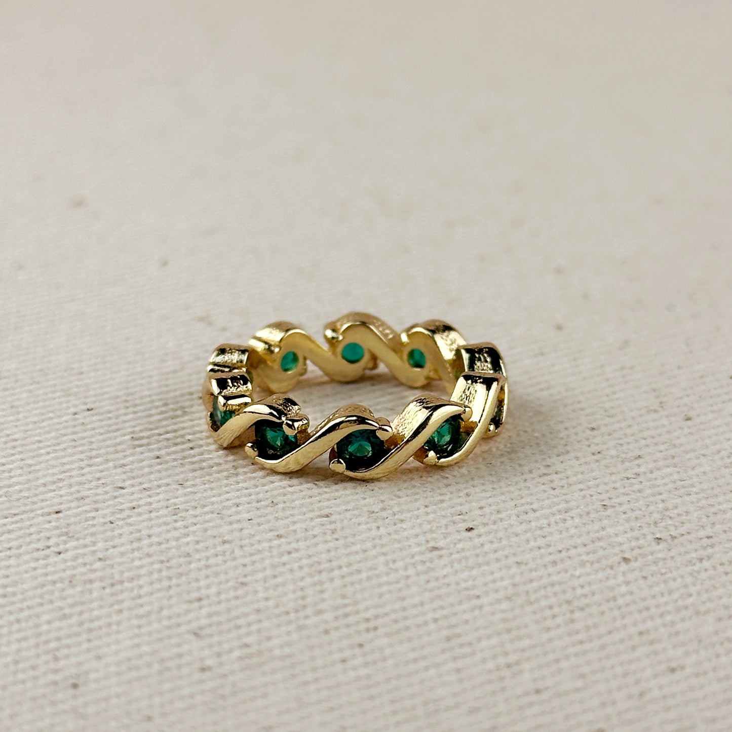18k Gold Filled Colored CZ Wave Eternity Band Ring