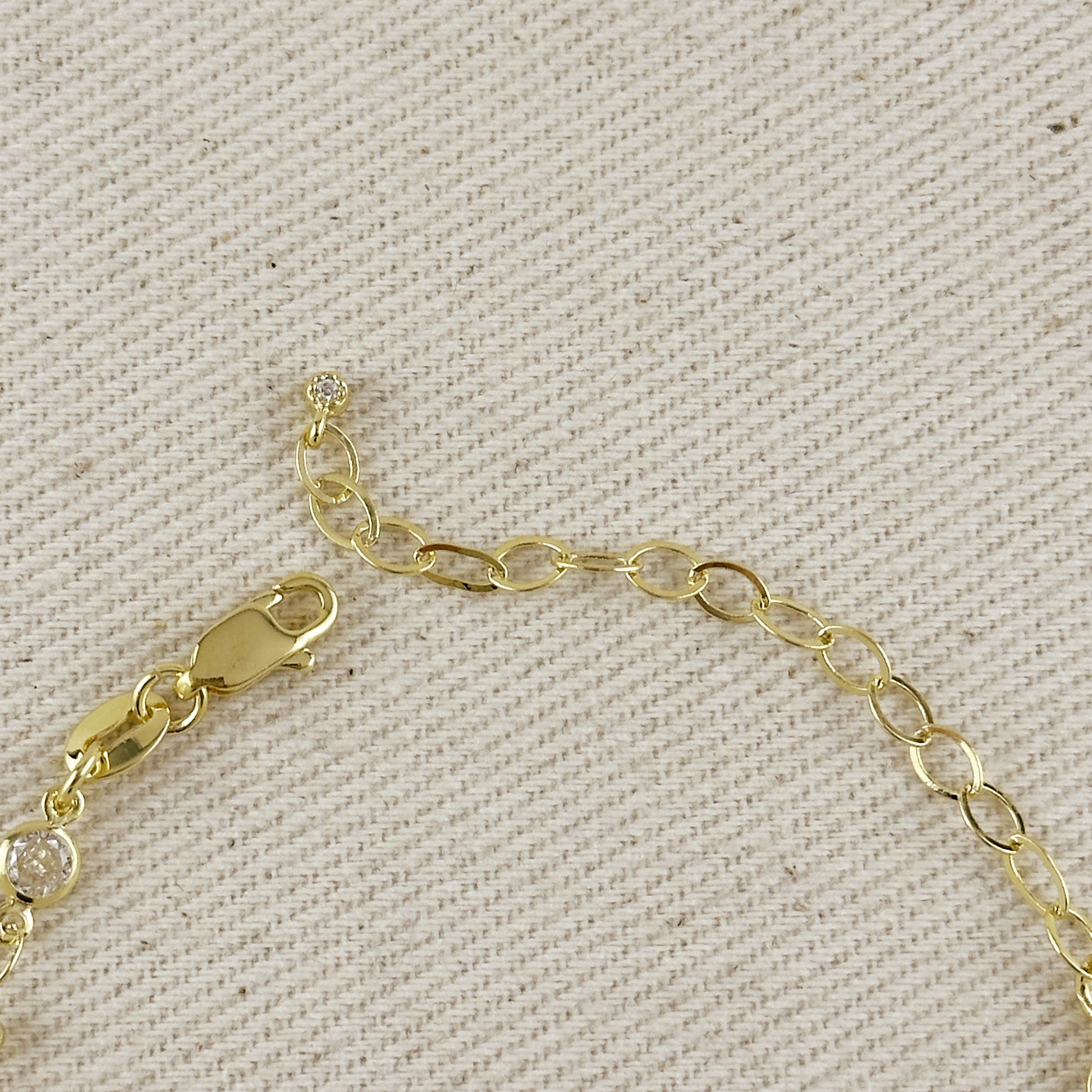 18k Gold Filled Beaded Bezel CZ Bracelet