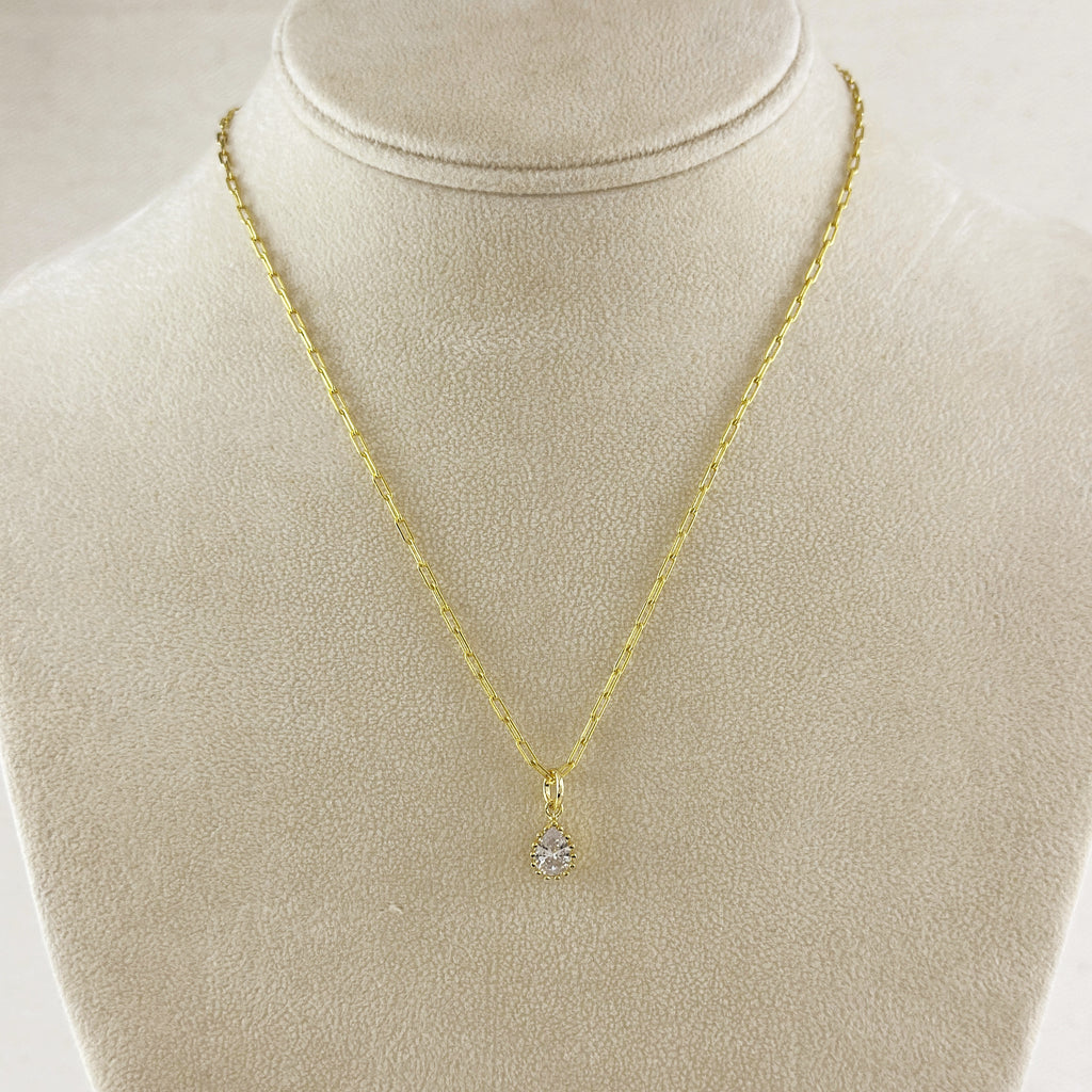 18k Gold Filled Scalloped Drop CZ Charm