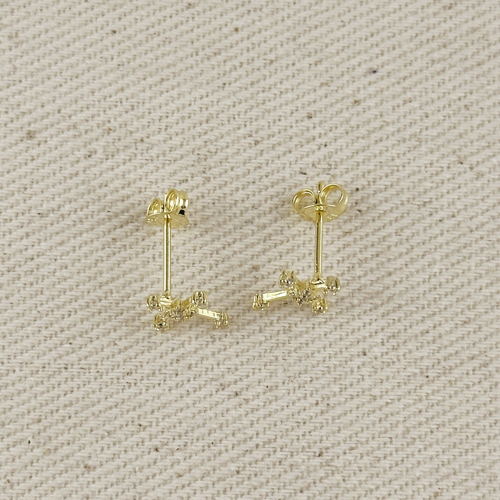 18k Gold Filled Cross CZ Stud Earrings