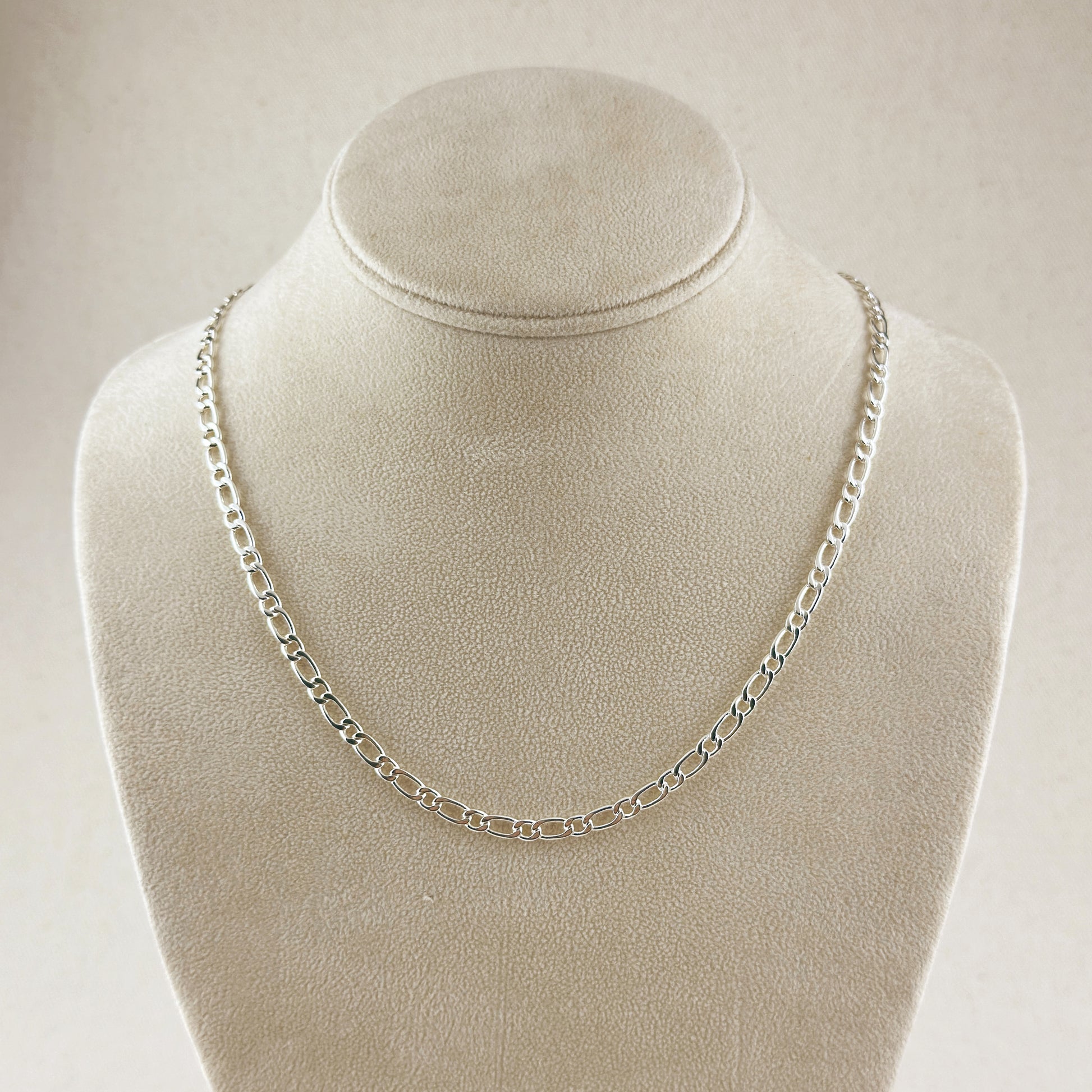 Sterling Silver Figaro 1x1 Chain 3.9mm