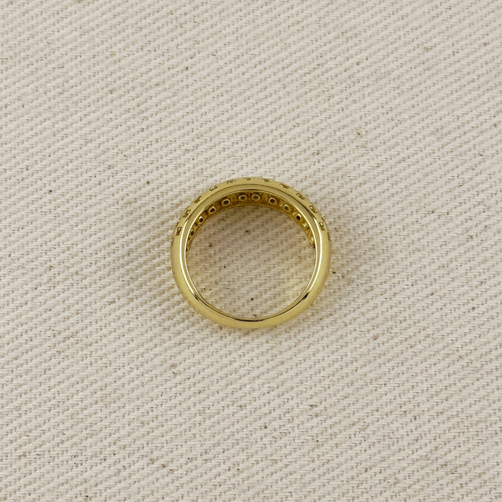 18k Gold Filled Pave Set CZ Dome Ring