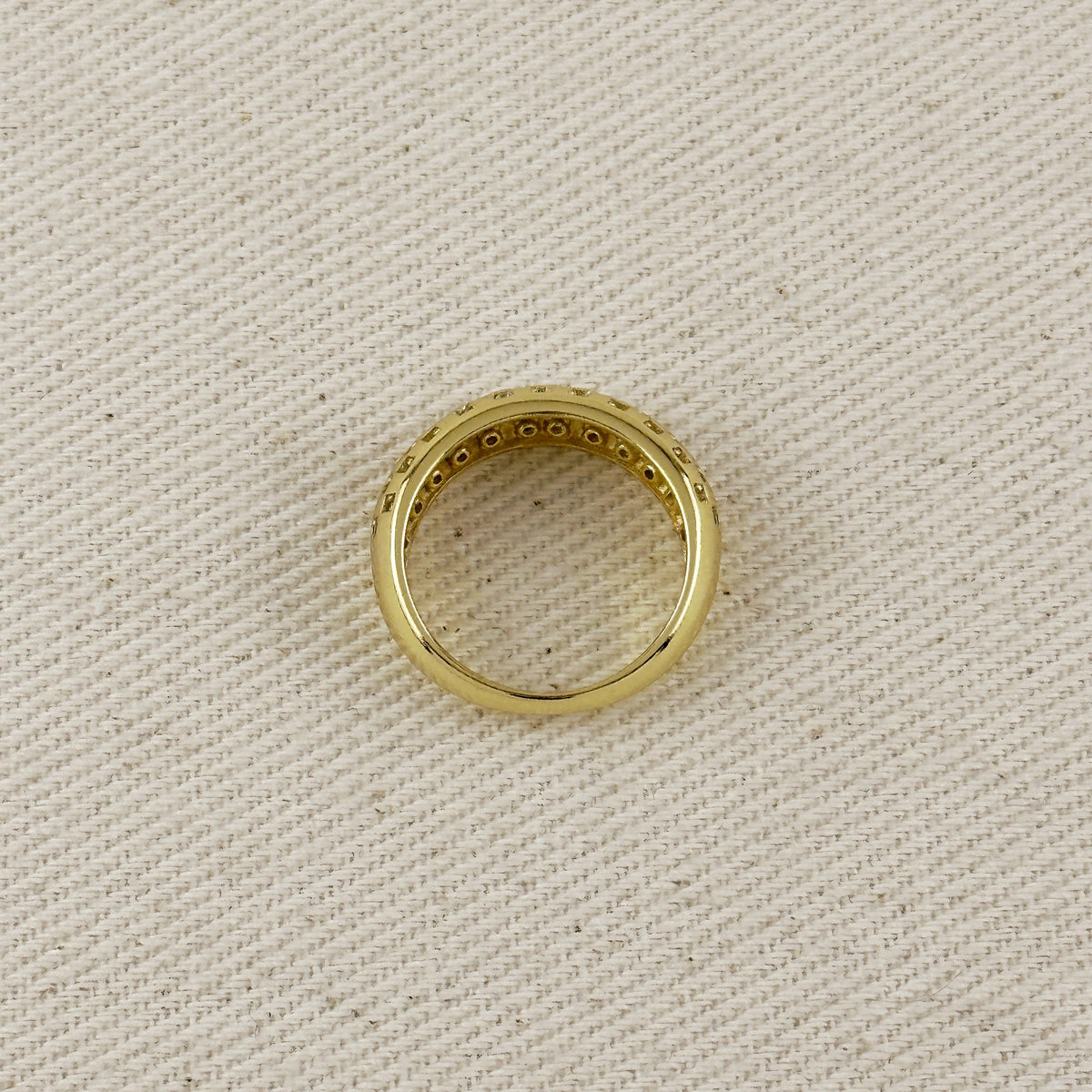18k Gold Filled Pave Set CZ Dome Ring