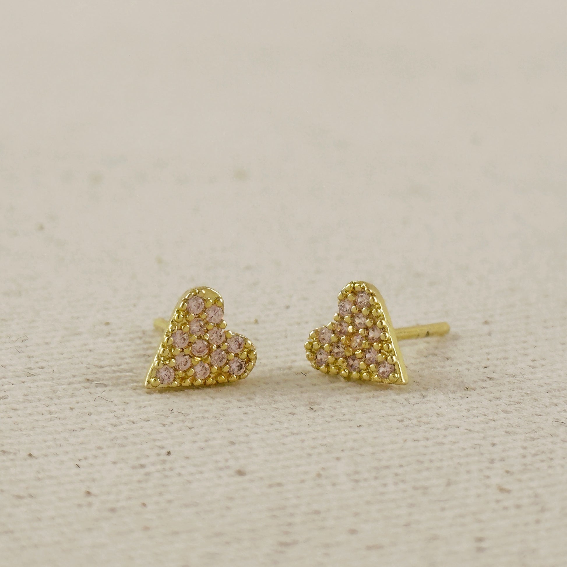 18k Gold Filled Colored CZ Heart Stud Earrings
