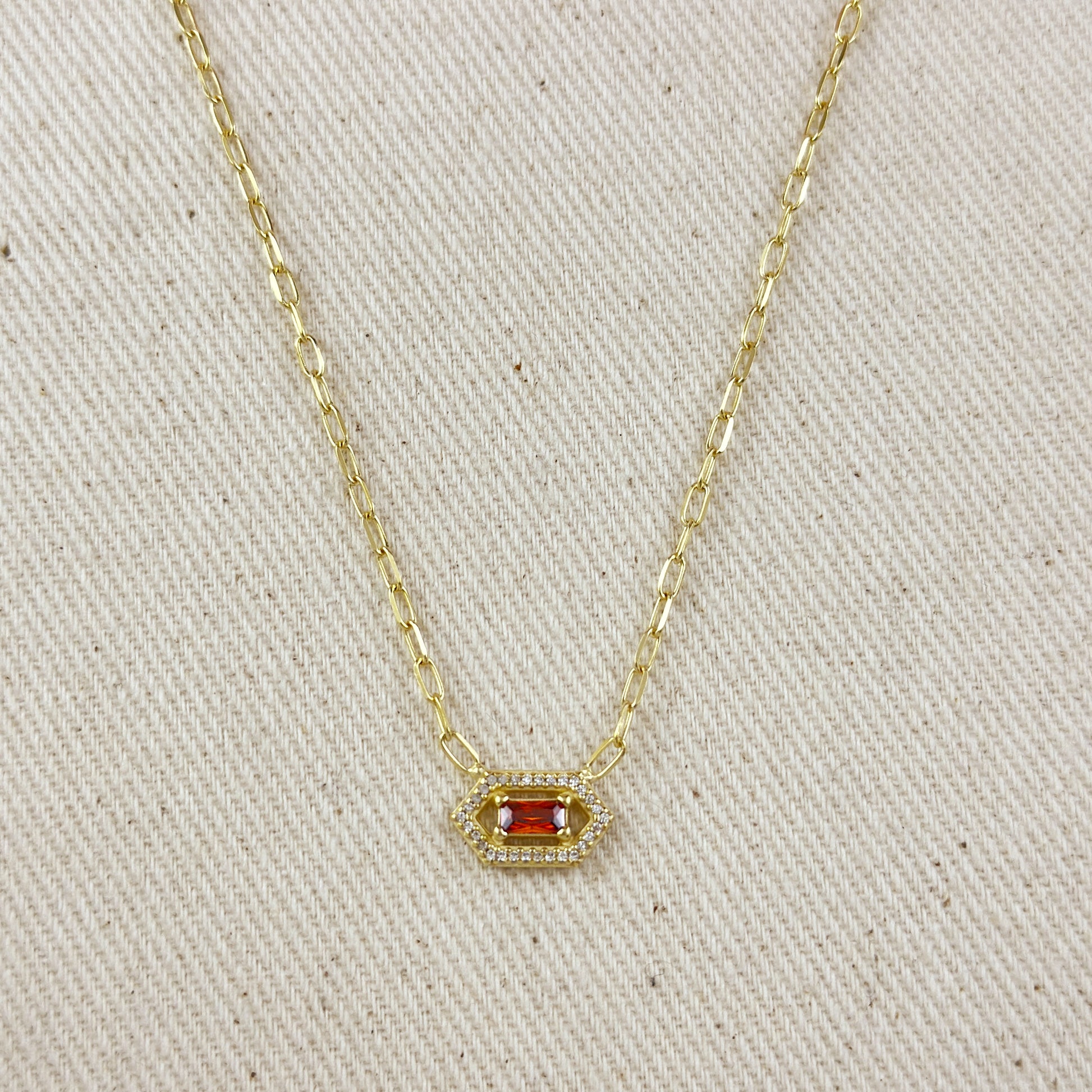 18k Gold Vermeil Fancy Birthstone Baguette Necklace