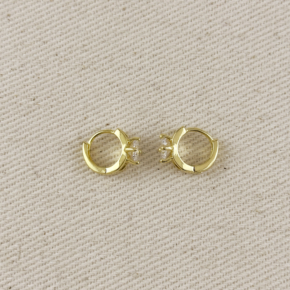 18k Gold Filled CZ Huggie Earrings