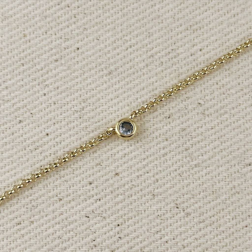 18k Gold Filled Dainty Bezel CZ Birthstone Bracelet
