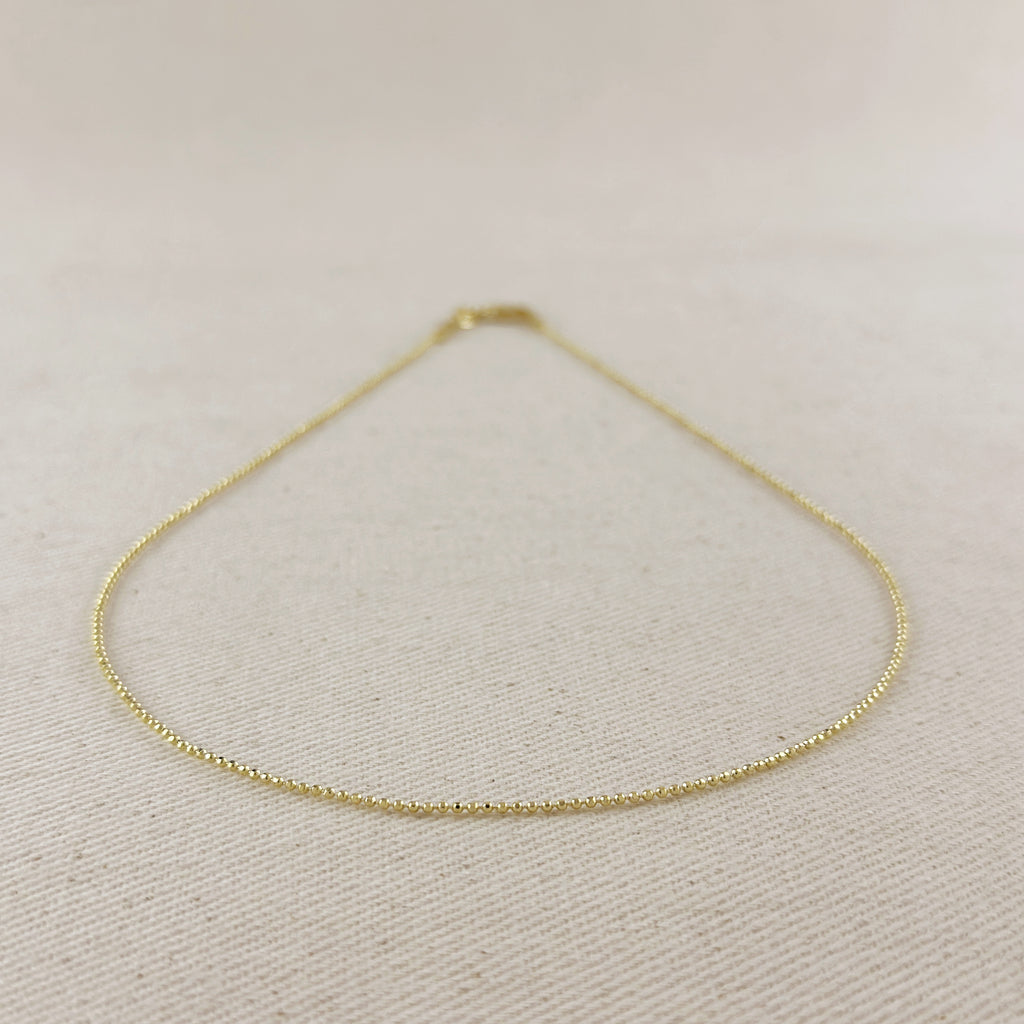 18k Gold Filled 1.0mm Ball Chain Diamond Cut Thin Delicate Chain