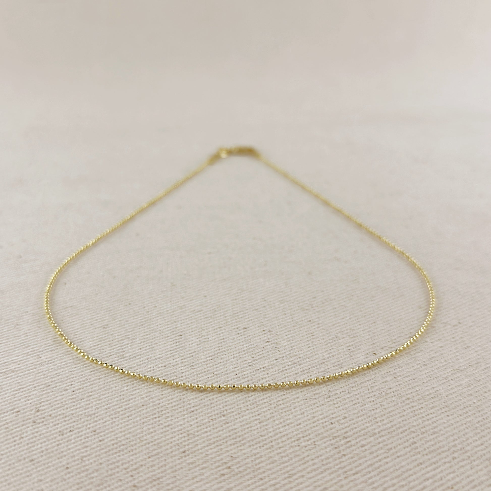 18k Gold Filled 1.0mm Ball Chain Diamond Cut Thin Delicate Chain