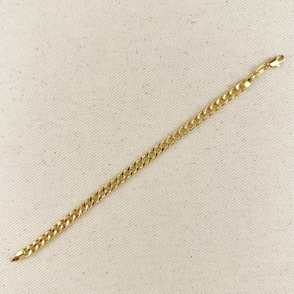 18k Gold Filled 5.0mm Cuban Chain Bracelet