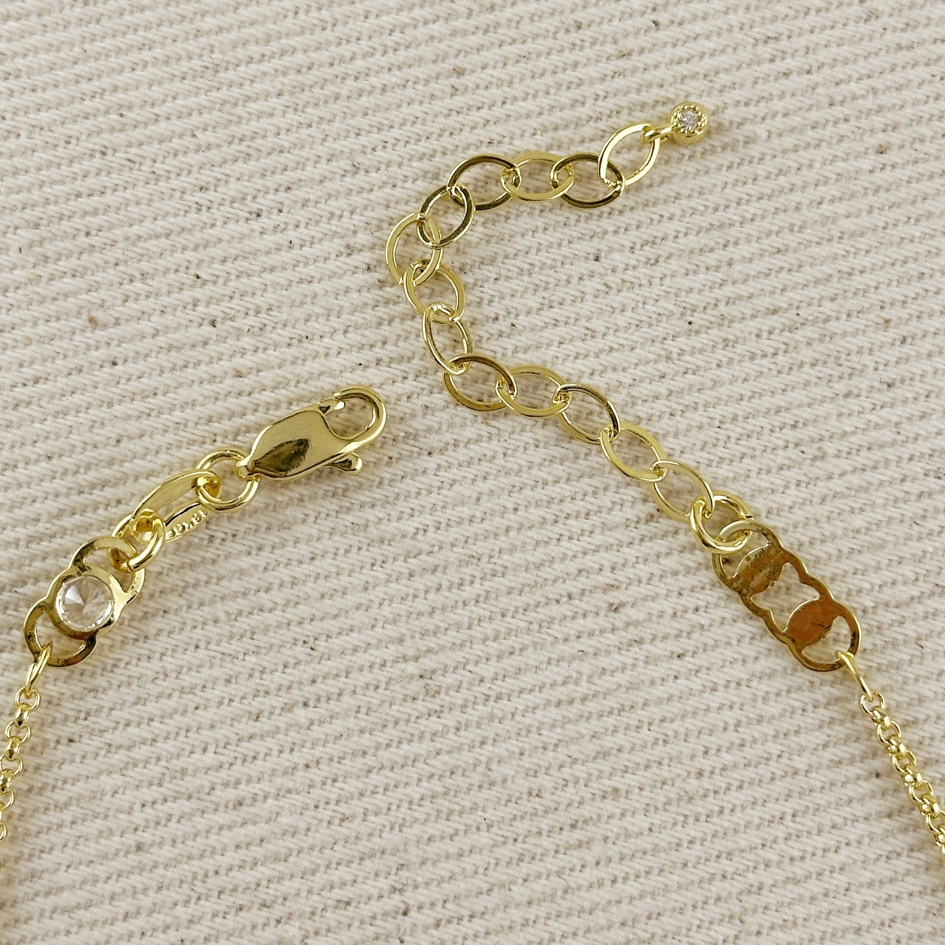 18k Gold Filled Detailed Plate & CZ Anklet