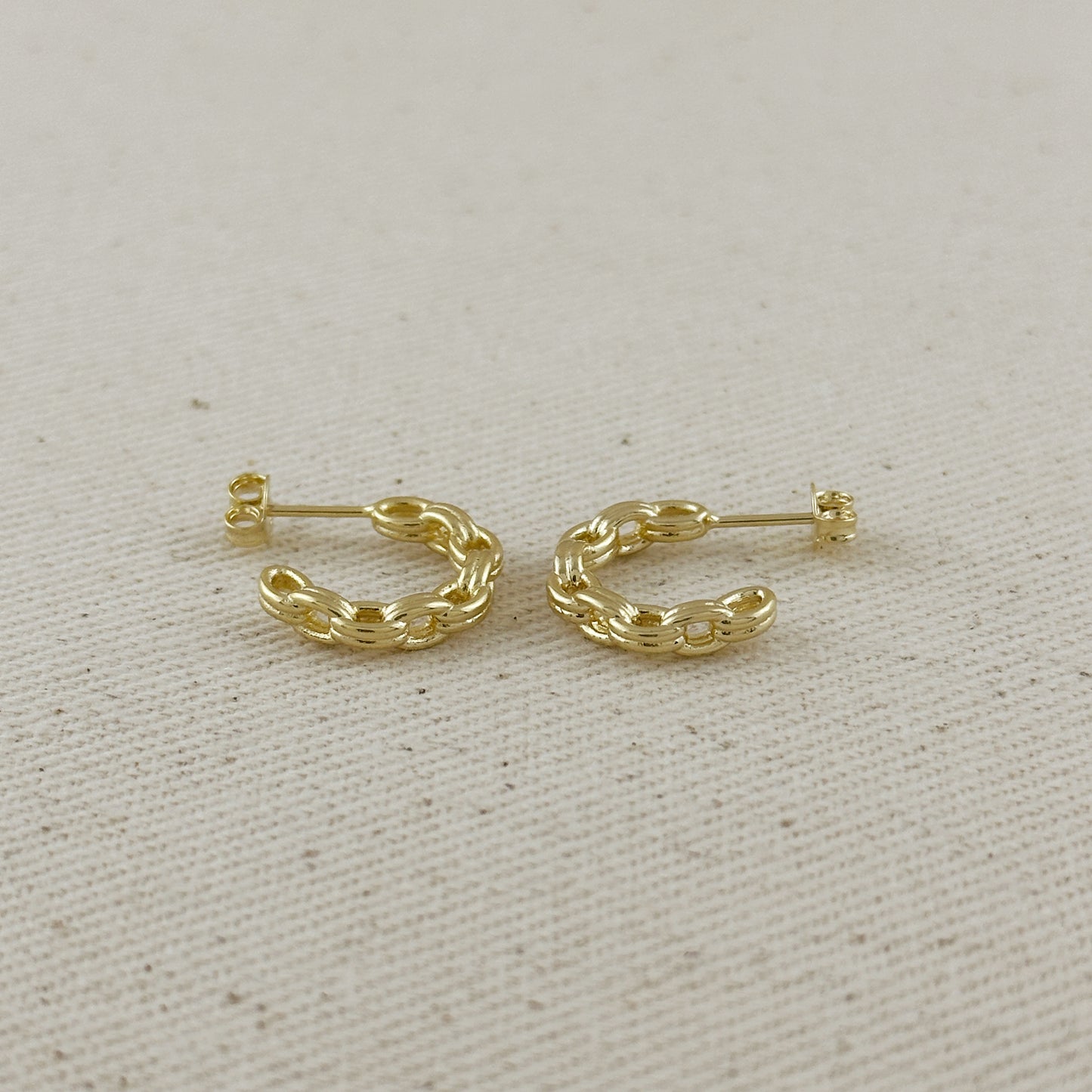 18k Gold Filled Chain C-Hoop Earrings