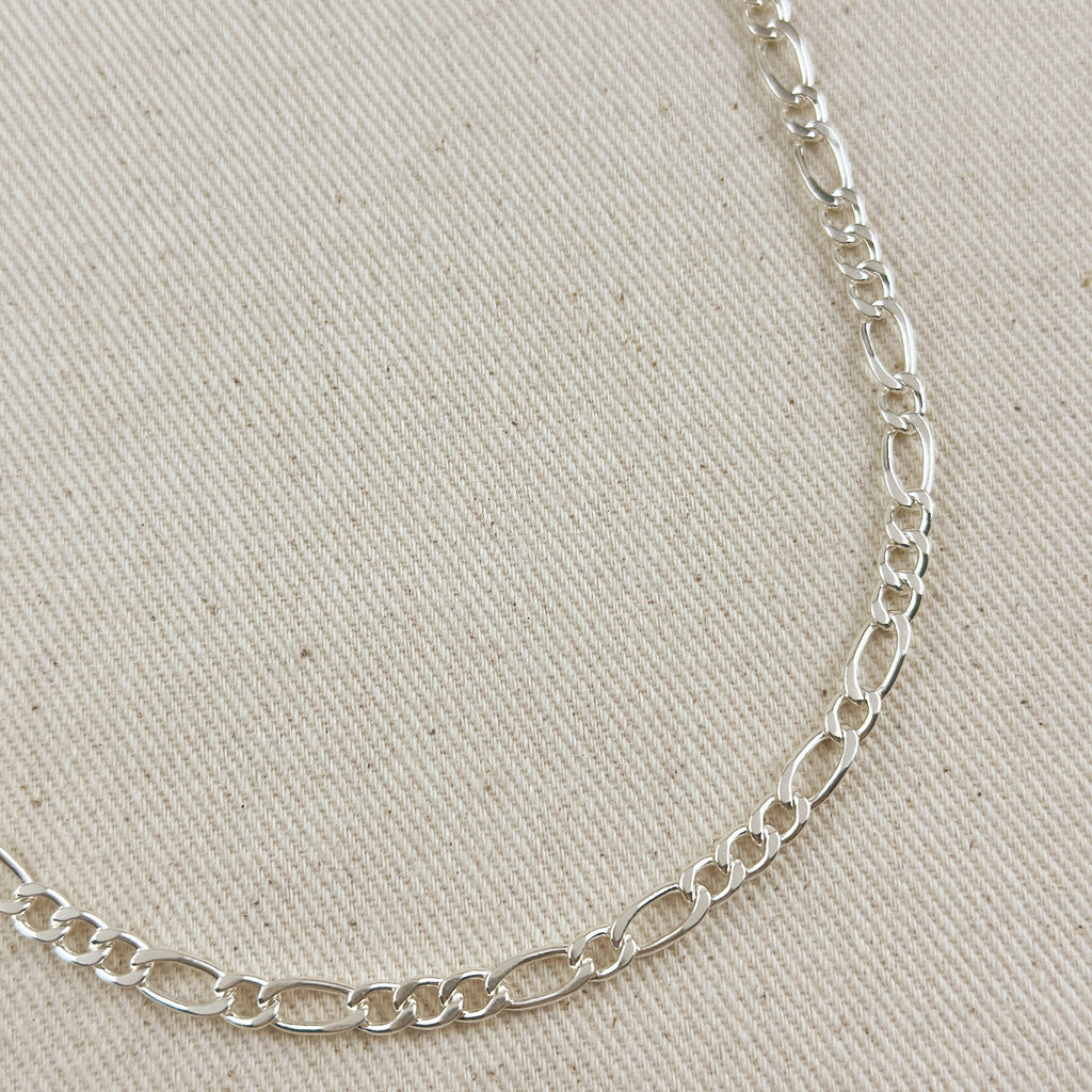 Sterling Silver Figaro 3x1x1 Chain 5.2mm