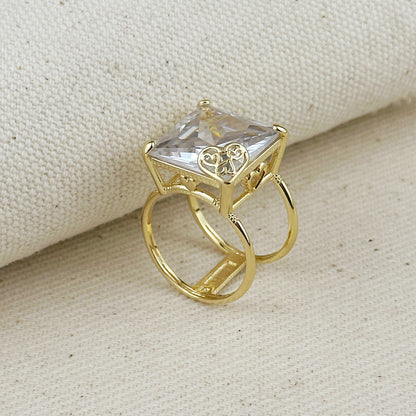 18k Gold Filled Oversized Princess Cut Ring