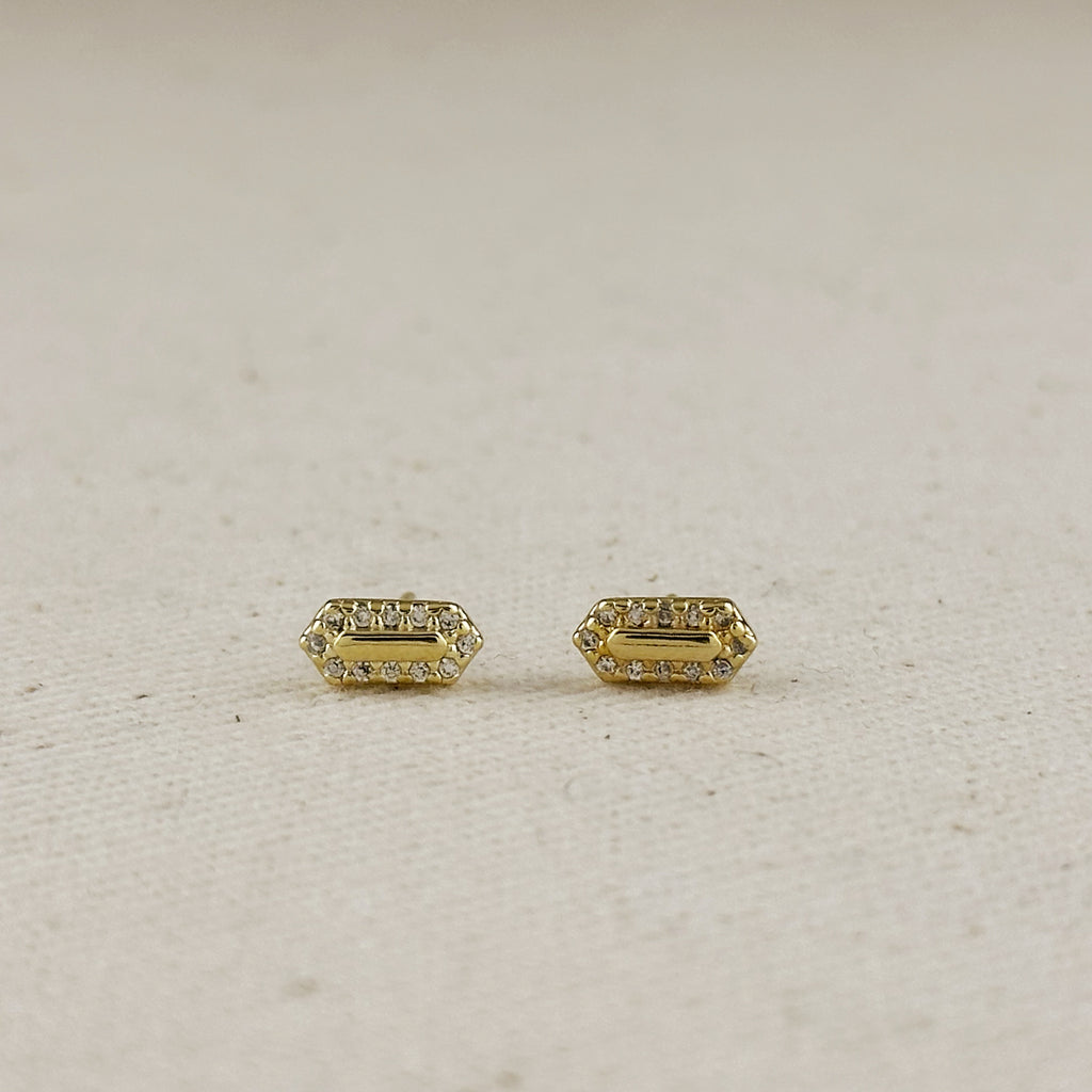 18k Gold Filled Mini Pointed Rectangle Plate Stud Earrings