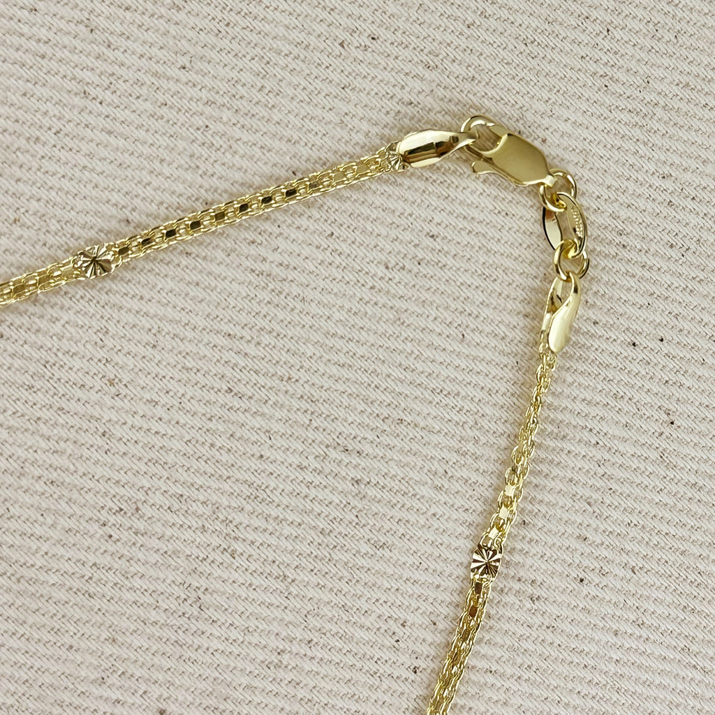18k Gold Filled 2.5mm Mesh Chain with Diamond Cut Pressed Detail Bracelet
