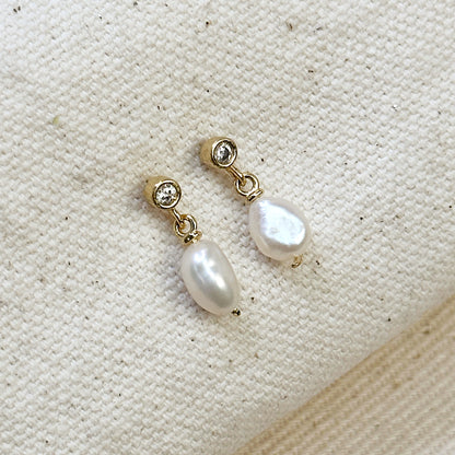 18k Gold Filled Fresh Water Baroque Pearl Dangling Earrings