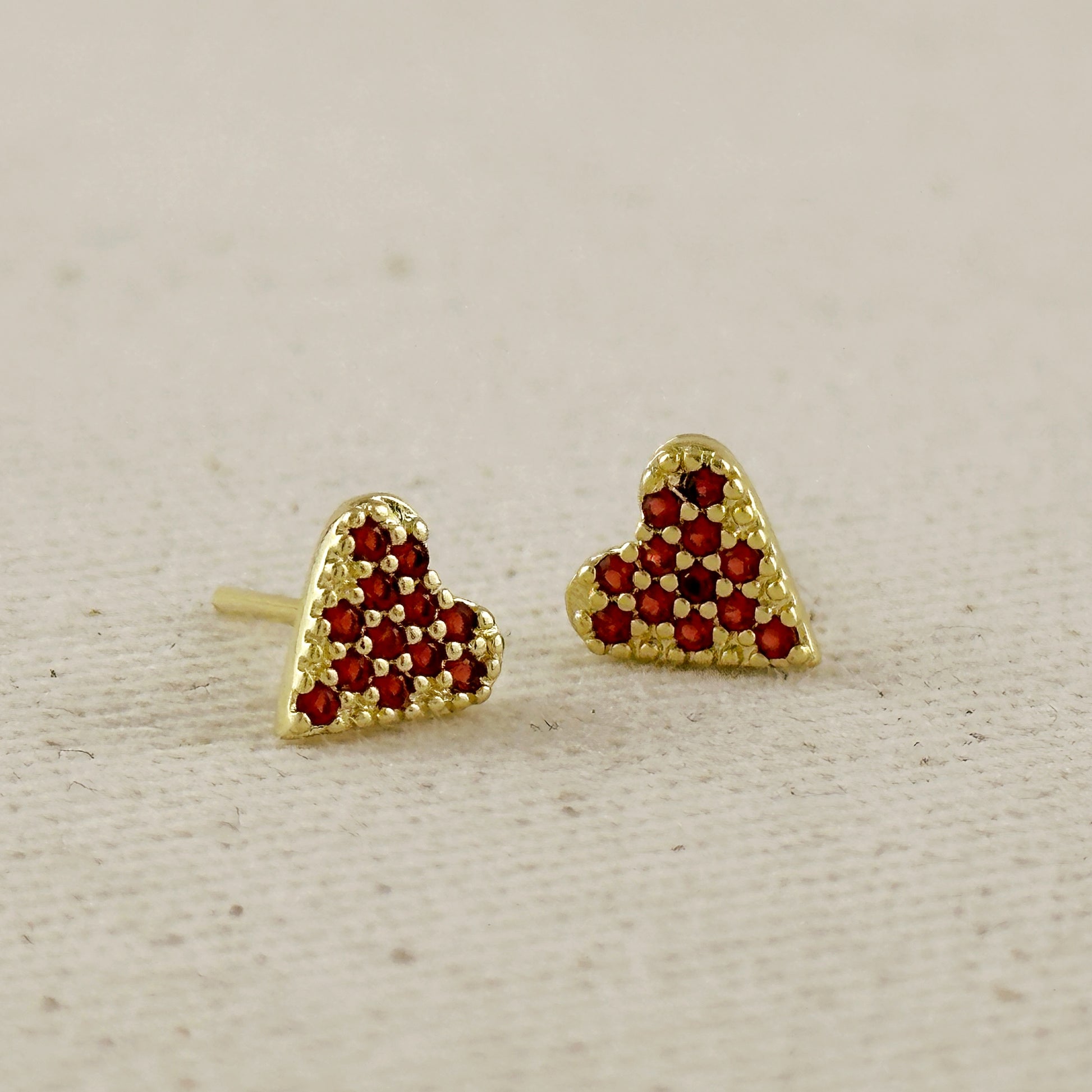 18k Gold Filled Colored CZ Heart Stud Earrings