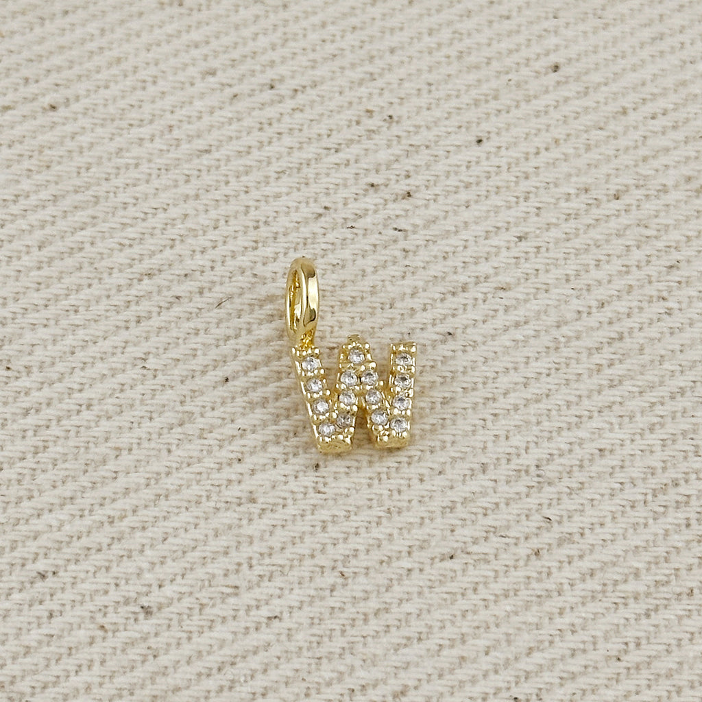 18k Gold filled  Micro CZ Initial Letter Charm
