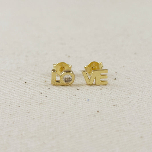 18k Gold Filled CZ LO-VE Stud