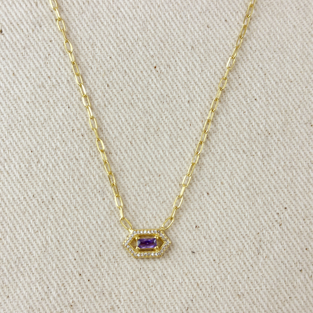 18k Gold Vermeil Fancy Birthstone Baguette Necklace