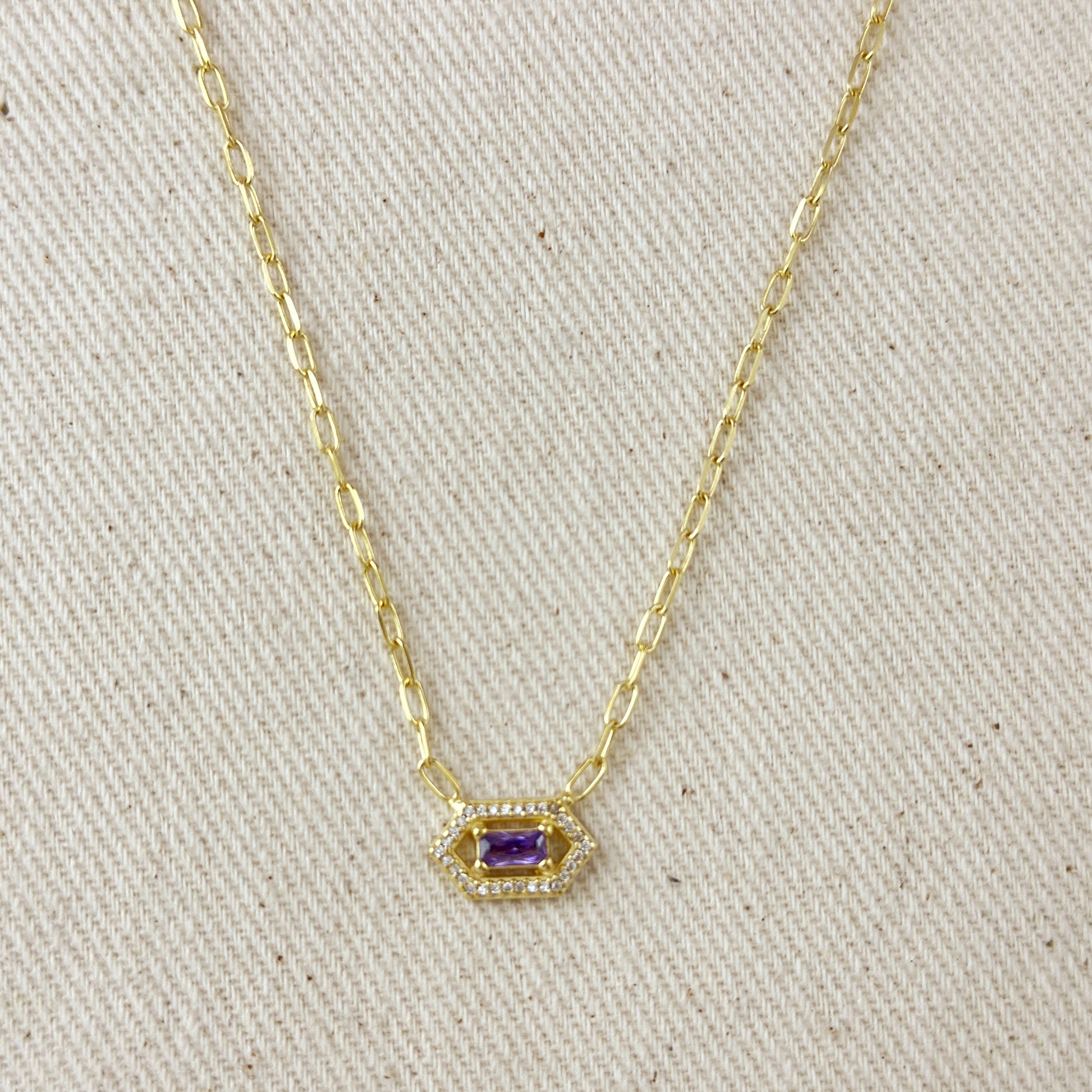18k Gold Vermeil Fancy Birthstone Baguette Necklace