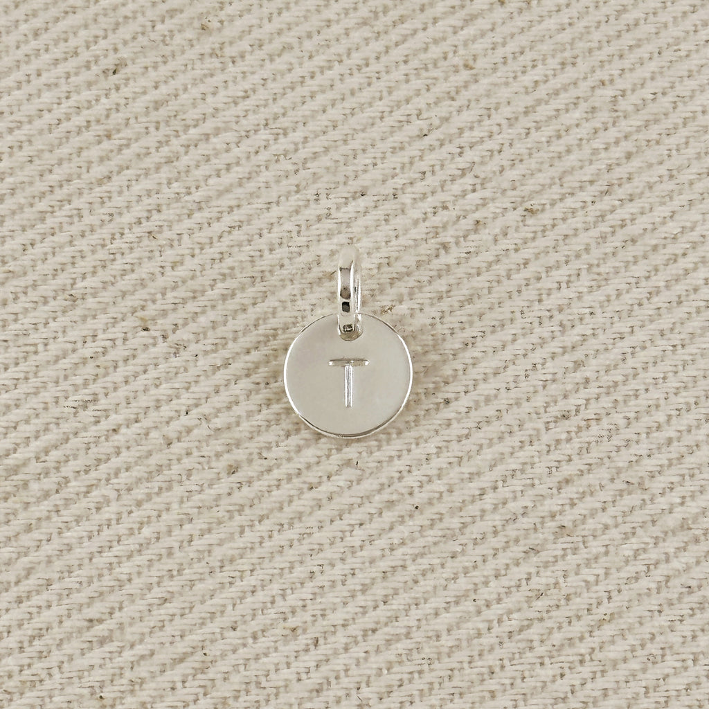 Silver Filled Stamped Tiny Initial Letter Charm