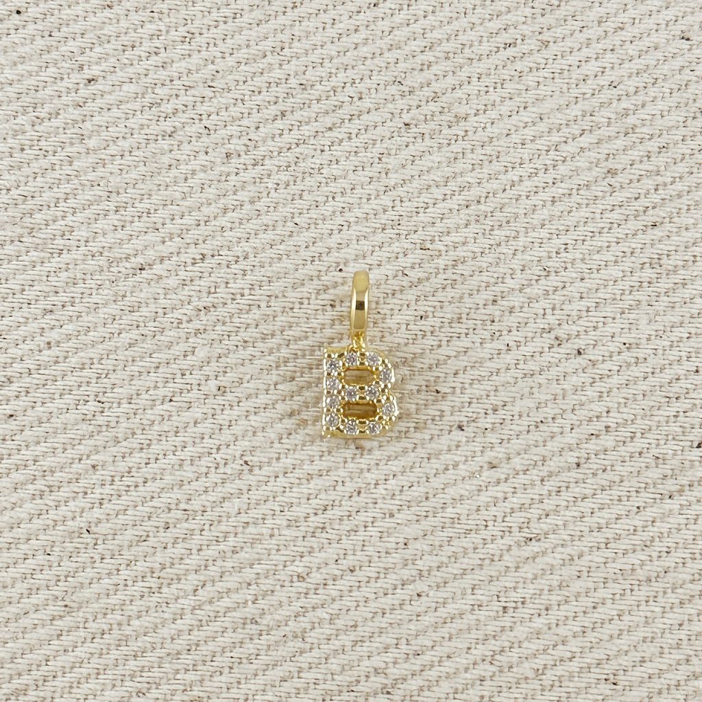 18k Gold filled  Micro CZ Initial Letter Charm