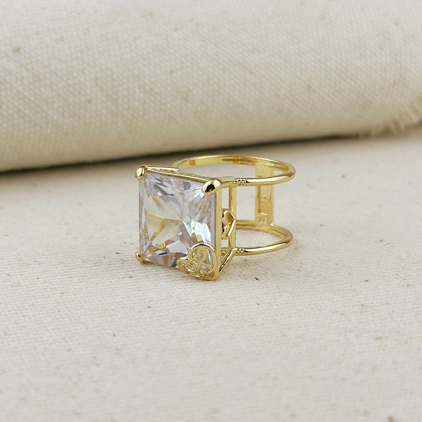 18k Gold Filled Oversized Princess Cut Ring