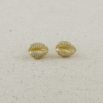 18k Gold Filled Cowrie CZ Stud Earrings