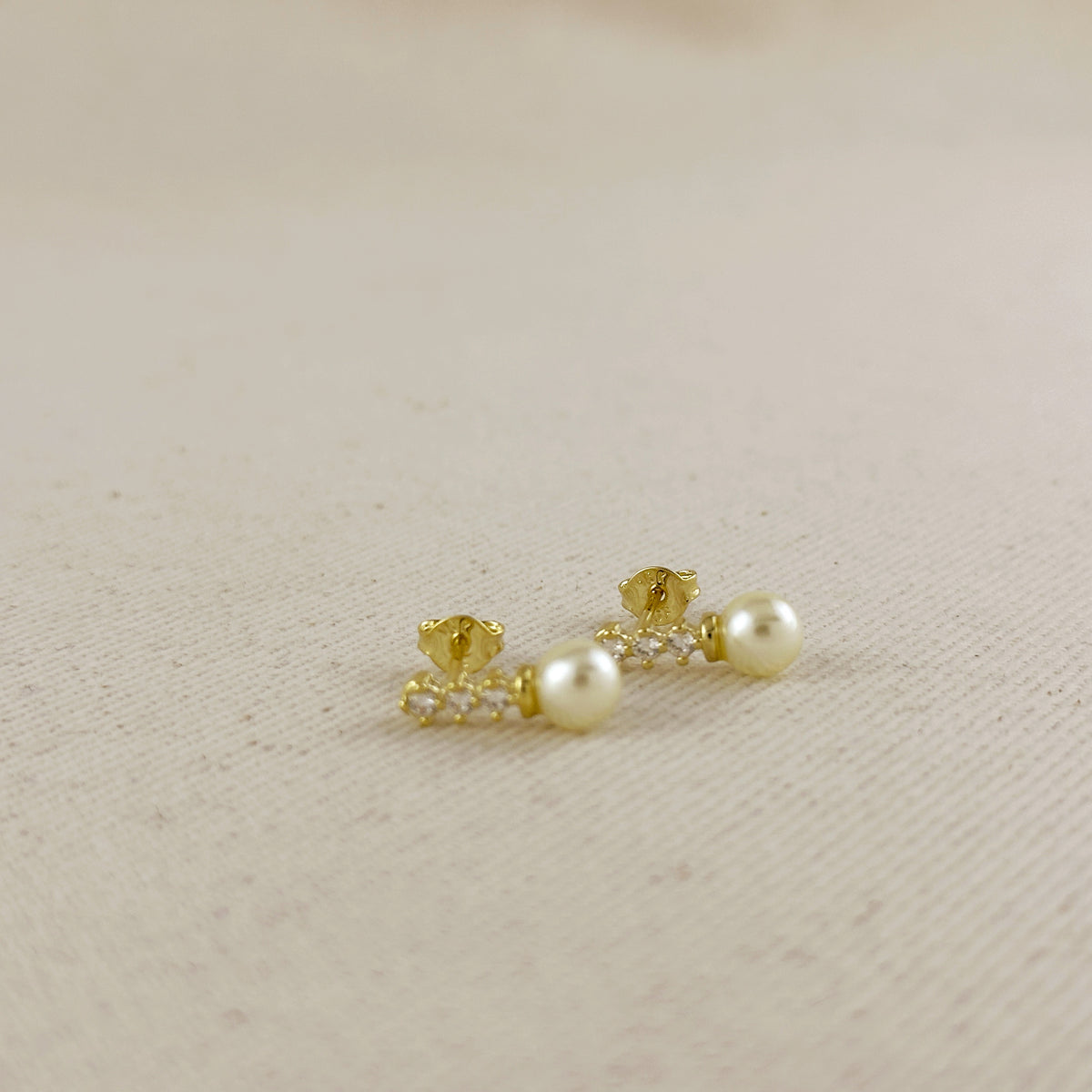18k Gold Filled CZ & pearl Drop Stud Earrings