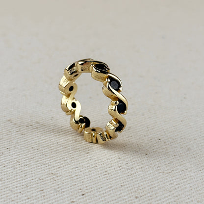 18k Gold Filled Colored CZ Wave Eternity Band Ring