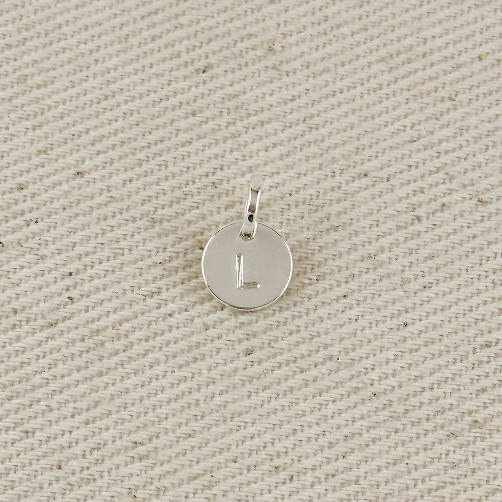 Silver Filled Stamped Tiny Initial Letter Charm