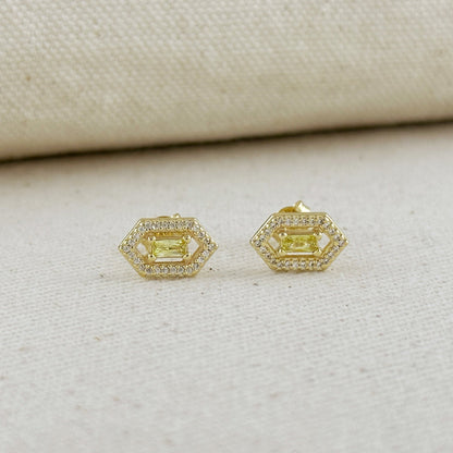 18k Gold Filled Fancy Birthstone Baguette Earrings