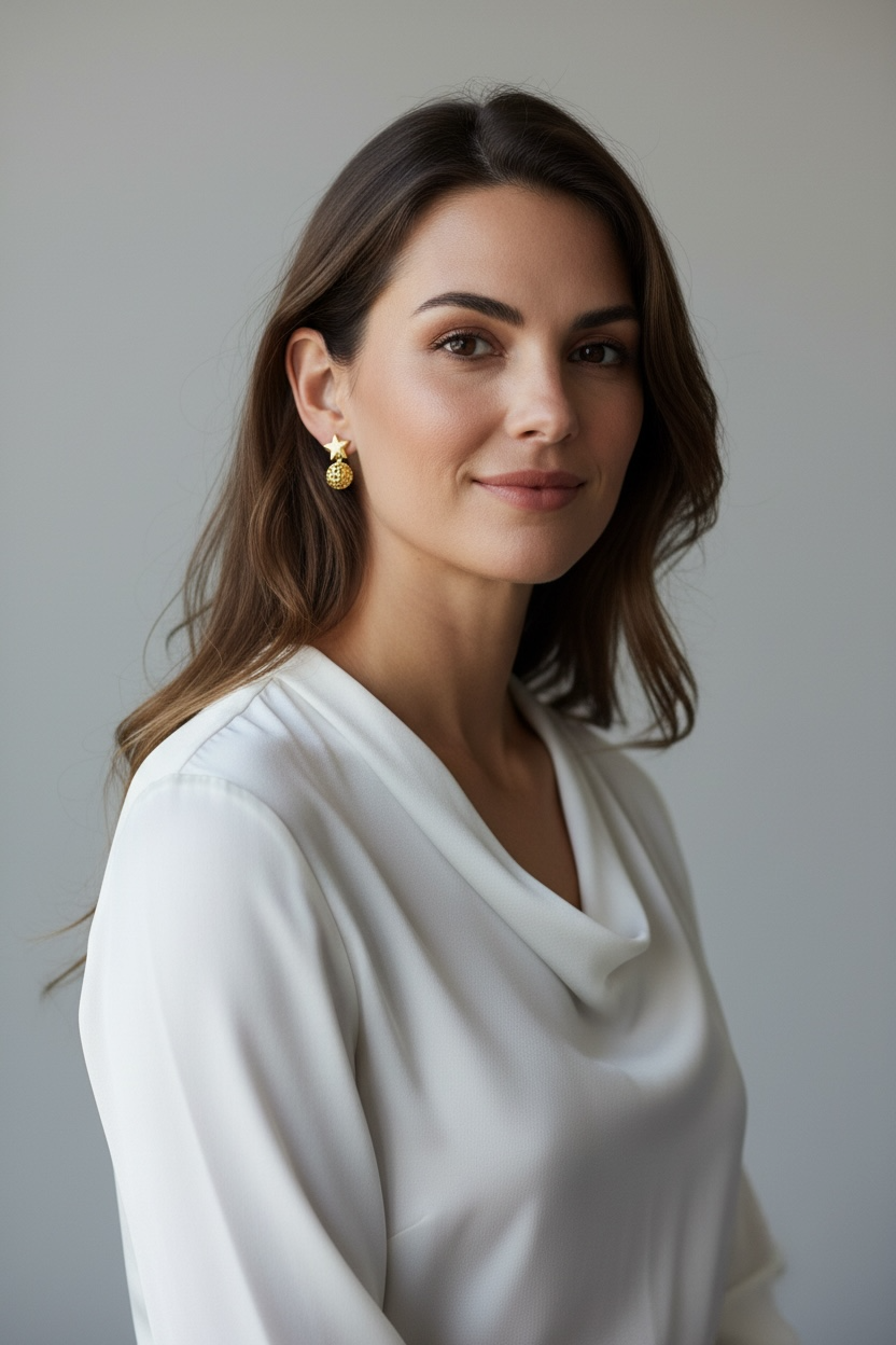 18k Gold Filled Hollow Ball & Star Dangling Earrings