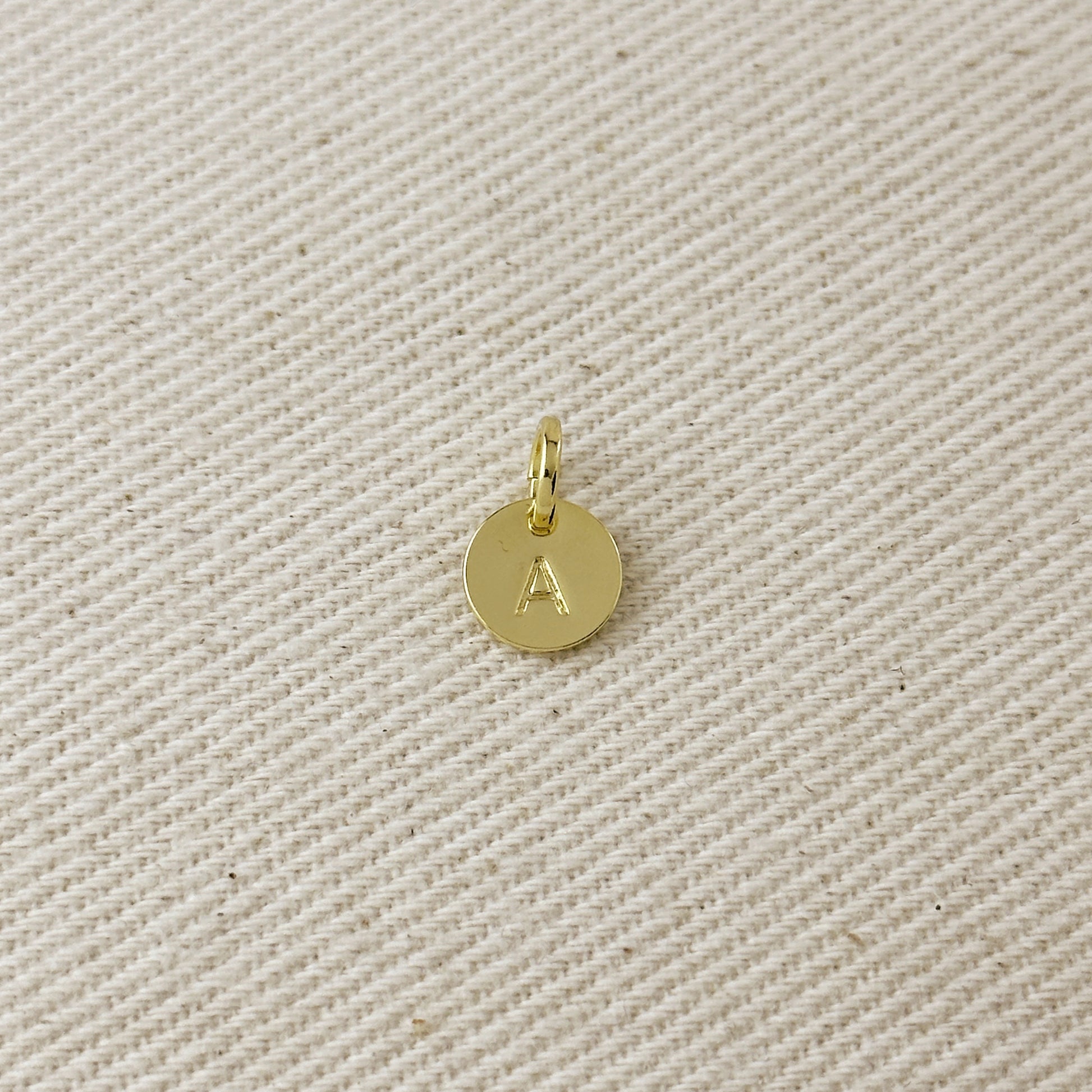 Stamped Tiny Initial Letter Charm in 18k Gold Filled Complete Alphabet