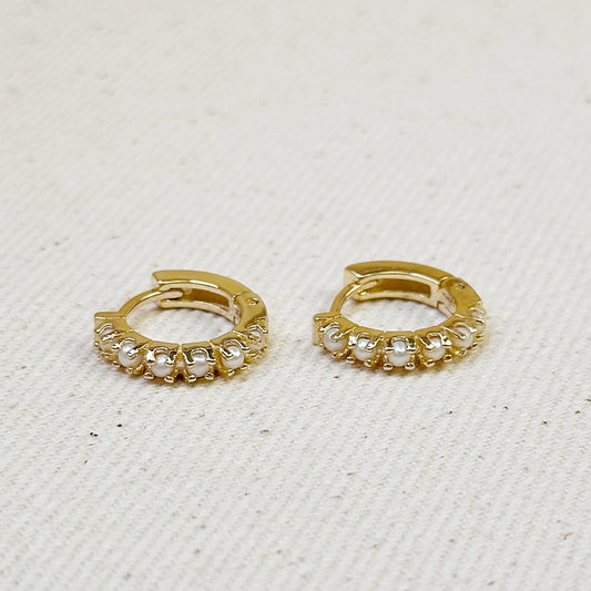 18k Gold Filled Fresh Water Pearl Hoop Earrings