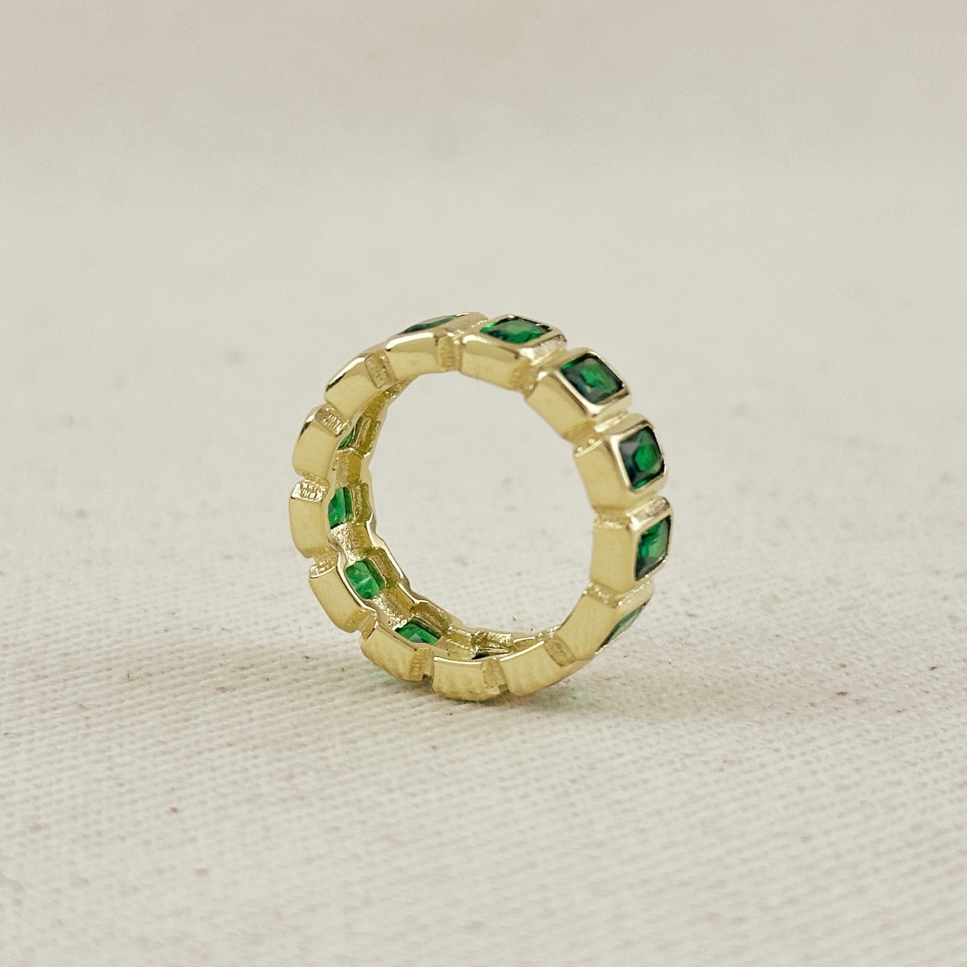 18k Gold Filled Chunky Emerald CZ Eternity Band Ring