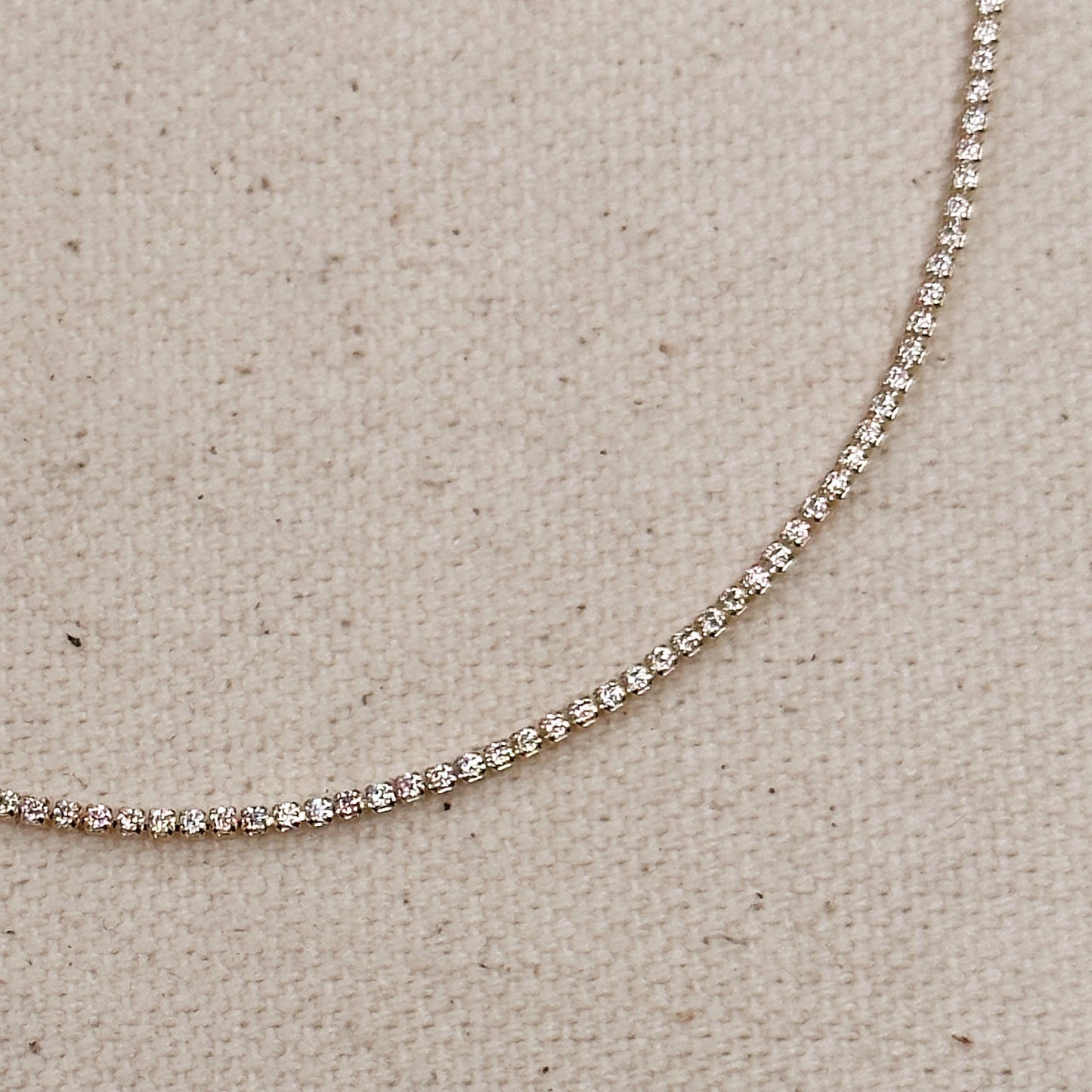 18k Gold Filled 1.2mm CZ Tennis Necklace